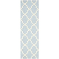 SAFAVIEH Cambridge Liam Geometric Wool Runner Rug, Light Blue/Ivory, 2'6" x 14'