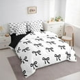 thumbnail image 3 of jejeloiu Kawaii Cartoon Bowtie 7 Pieces Bedding Comforter Set,Cute Black Bow Full Bedding Set For Girl Kids Reversible, 3 of 8