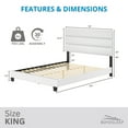 thumbnail image 3 of Boyd Sleep Piedmont White Faux Leather King Size Fully Upholstered Platform Bed Frame with Adjustable Headboard, 3 of 11
