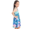 thumbnail image 2 of Runhomal Robe d'Été Sans Manches pour Filles, Robe Décontractée à Fleurs, Bretelles Spaghetti, Robe Tournante, Robe de Plage, Robe de Fête Bleue 160, 2 of 6