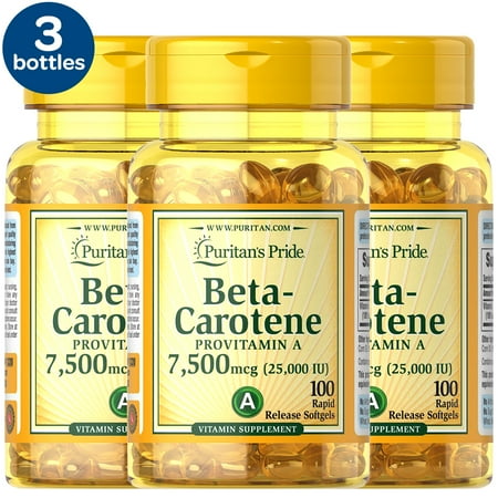 3 Pack - Puritan's Pride Betacarotene 25000 Iu 100 Count
