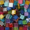 thumbnail image 7 of 50PCS Diy Mix Color Glitter Glass Mosaic Stones Mosaic Tiles Glass Pebbles Crafts Material Puzzle For Diy Mosaic Making 10*10mm, 7 of 7