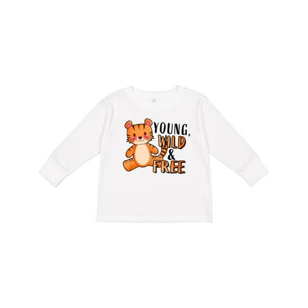 

Inktastic Cute Tiger Young Wild & Free Gift Toddler Boy or Toddler Girl Long Sleeve T-Shirt
