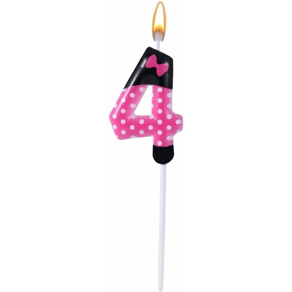 Pink Black Birthday Candles For Girls, Cartoon Number Candle Cake Toppers Cute C