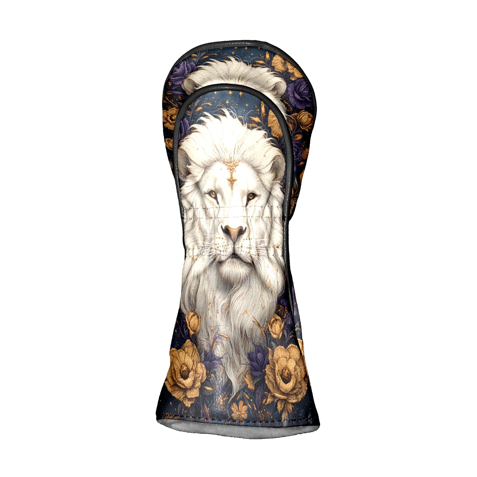 Golf Club Covers PU Leather Waterproof Head Covers for Fairway Woods Hybrids Embroidered White Lion Unisex Fits Most Brands