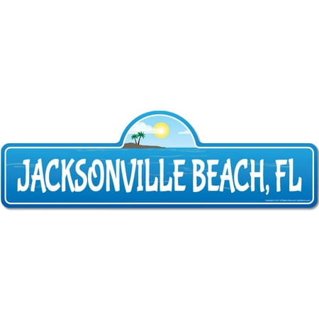 Stores Jacksonville Fl Jacksonville, FL Florida Beach Street Sign | Indoor/Outdoor | Surfer, Ocean Lover, Décor For Beach House, Garages, Living Rooms, Bedroom | Signmission Personalized Gift ()