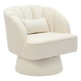 thumbnail image 1 of QinaQin Sillón barrel giratorio 360°, tapizado y acolchado con respaldo acanalado, ideal para sala, recámara, oficina o rincón de lectura, 1 of 8