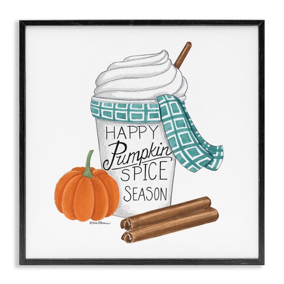Stupell Industries French Country Pumpkin Spice Season Black Framed Giclee Art, 17 x 17, by Deb Strain