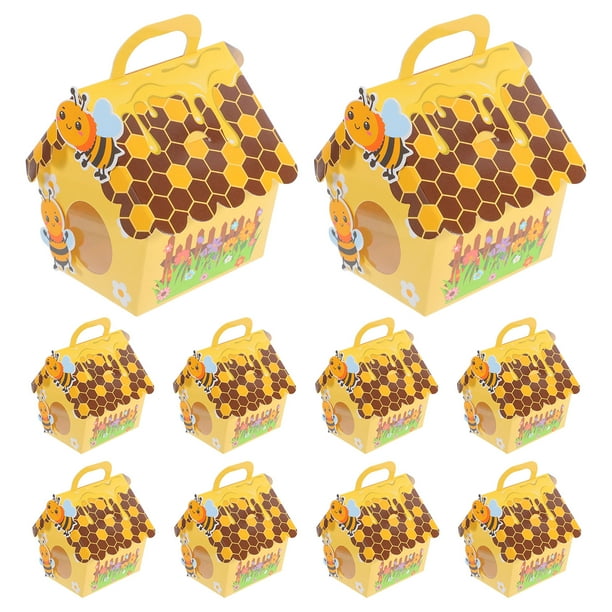 ColoMX 10 cajas de regalo para baby shower, cajas de dulces de abeja, decoraciones para fiesta de cumpleaños, pequeñas cajas de papel para dulces.