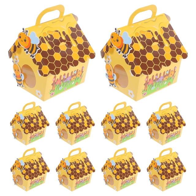 ColoMX 10 cajas de regalo para baby shower, cajas de dulces de abeja, decoraciones para fiesta de cumpleaños, pequeñas cajas de papel para dulces.