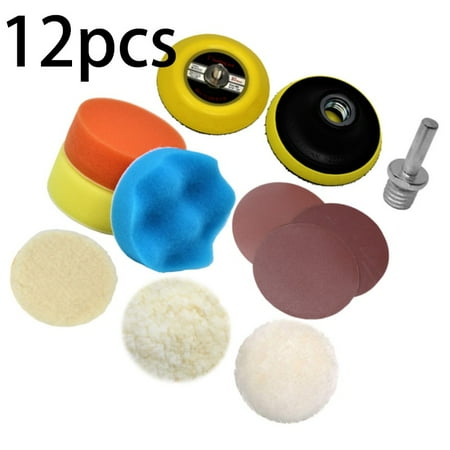 

12Pcs 3 Drill Adapter Polishing Plate Sanding Buffing Woolen Sponge Pads