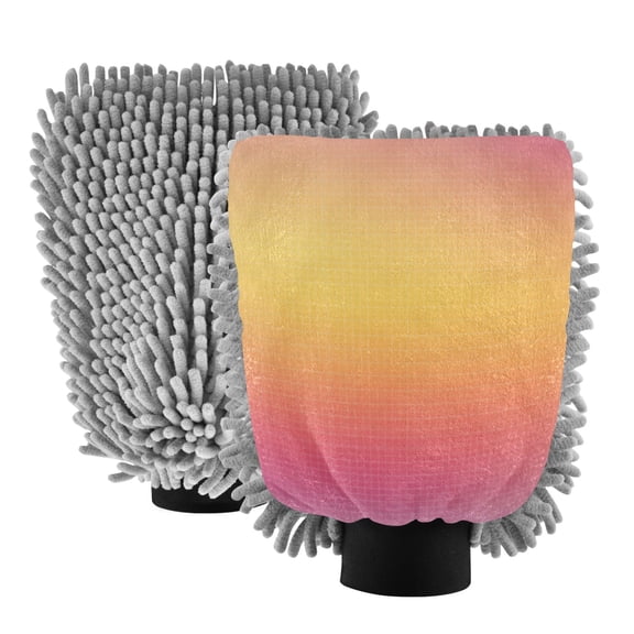 Microfiber Car Wash Gloves With Chenille & Polyester Terry Scratch-Free Cleaning Elastic Cuffs Minimalist Gradient Background