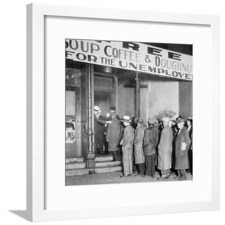Queue for a Soup Kitchen for the Unemployed in Chicago, C.1933 Framed Print Wall (Best Soup Delivery Chicago)