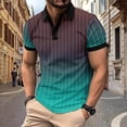 thumbnail image 2 of Mens Manga Corta Botón Abajo Camisas Patchwork Fallow Patrón Cuello Redondo Deportes Top para Diario, 2 of 6