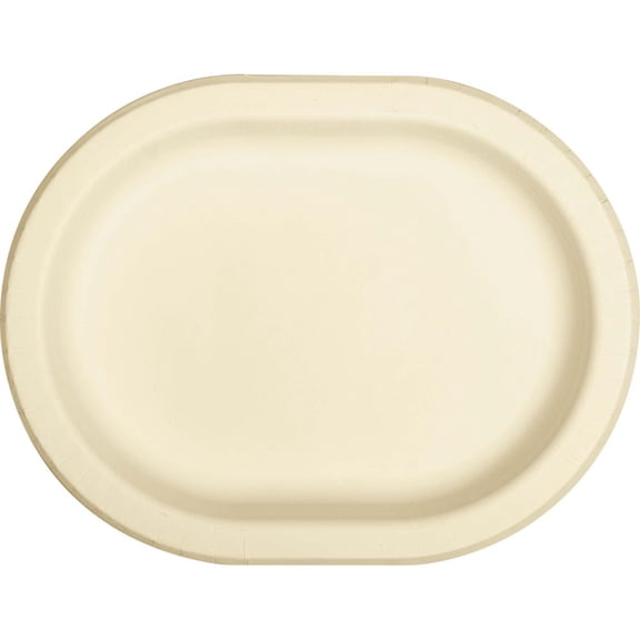 Ivory Sturdy Style 12-inch Oval Paper Plates 8 Per Pack