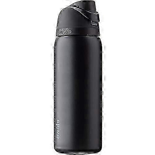 Freesiip Stainless Steel Water Bottle With Straw, 32 Ounces, Very Dark And Silicone Boots, Shift Preventive Protective Sheath Cover