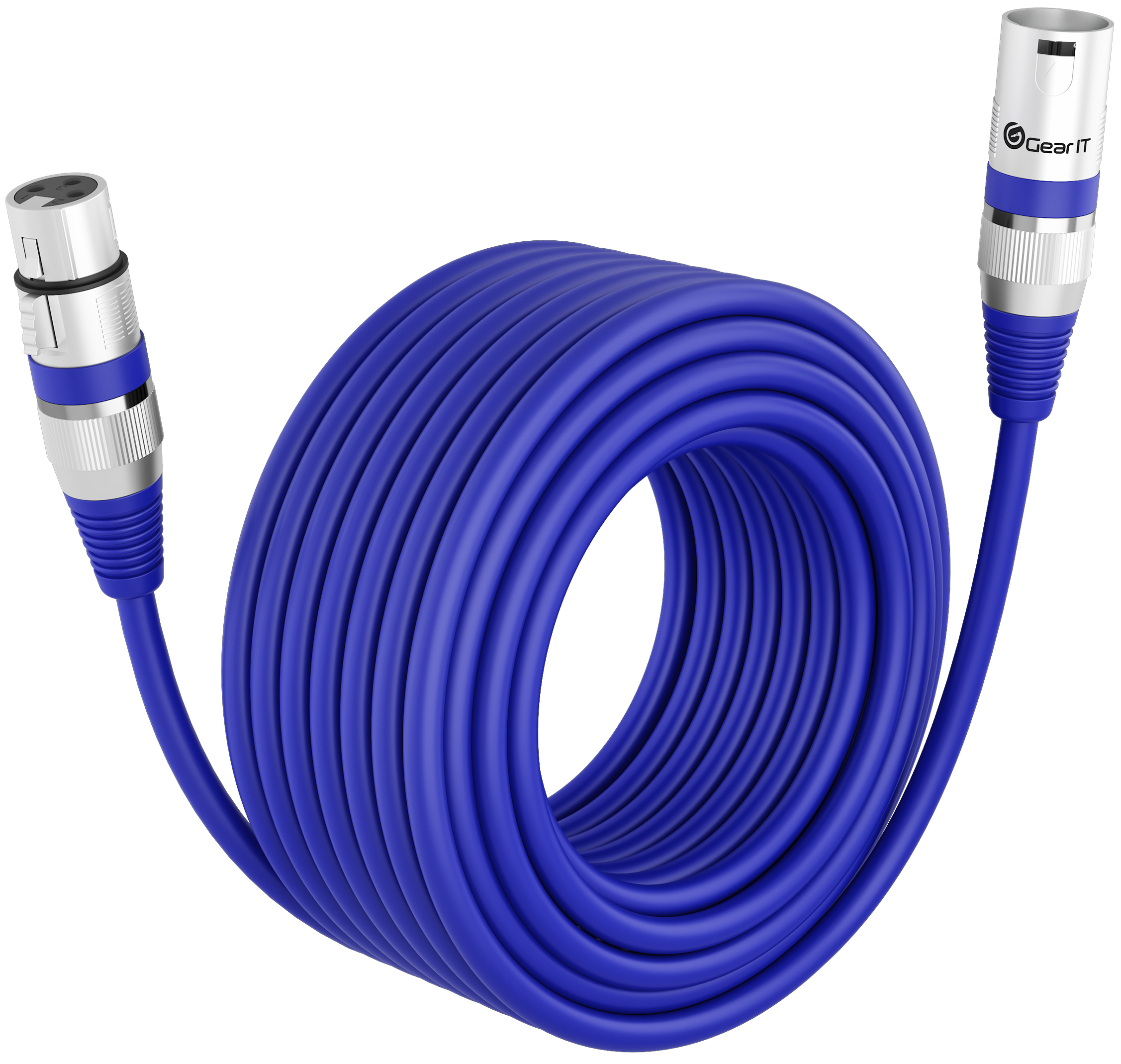 GearIT XLR to XLR Microphone Cable (100 Feet, 1 Pack) XLR Male to Female Mic Cable 3-Pin Balanced Shielded XLR Cable for Mic Mixer, Recording Studio, Podcast - Blue, 100Ft, 1 Pack - image 1 of 7