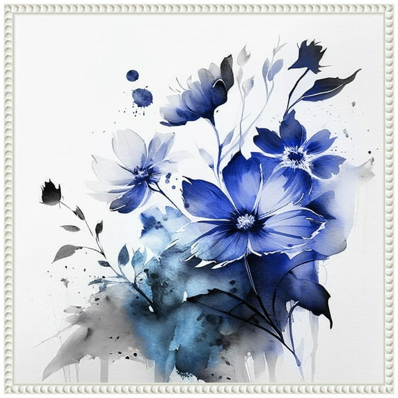 Amanti Art Blue Spring Floral III Framed Canvas Wall Art Print