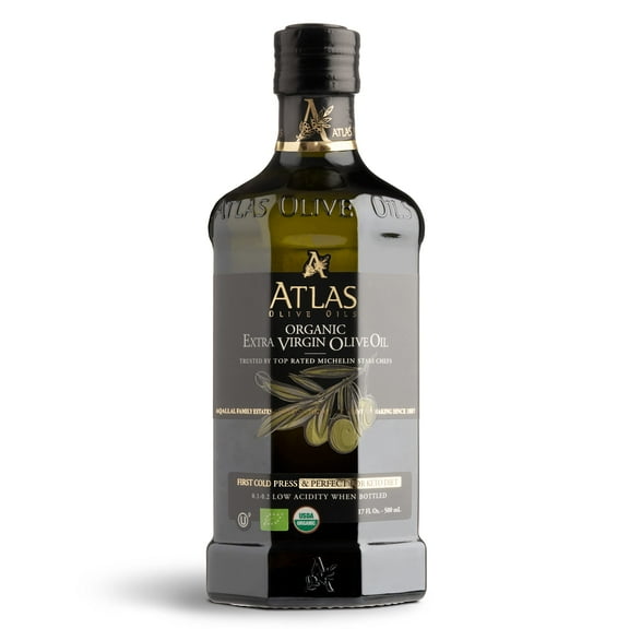 Atlas Organic Cold Pressed GGA1 Moroccan Extra Virgin Oil, Polyphenol Rich | EVOO From Morocco, Newly Harvested Unprocessed from One Single Family Farm | Trusted by Award-Winning Chefs | 500 mL
