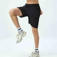thumbnail image 2 of WRKEKC Summer Shorts for Men Solid Color Loose Fit Outdoor Running Quick Dry Softshell Breathable Fitness Training Drawstring Zipper Pocket 5-Inch, 2 of 6
