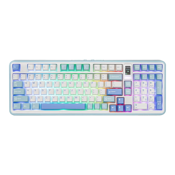 MechLands Vibe99 Wireless Gaming Keyboard with 1.06'' Screen, 96% Hot Swappable Creamy Mechanical Keyboard with Gasket Structure, BT5.0/2.4GHz/USB-C,