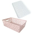 thumbnail image 1 of Miangastore 1 Ensemble Panier de Rangement Rectangulaire avec Couvercle Rose en Plastique PP pour Femmes, 1 of 8