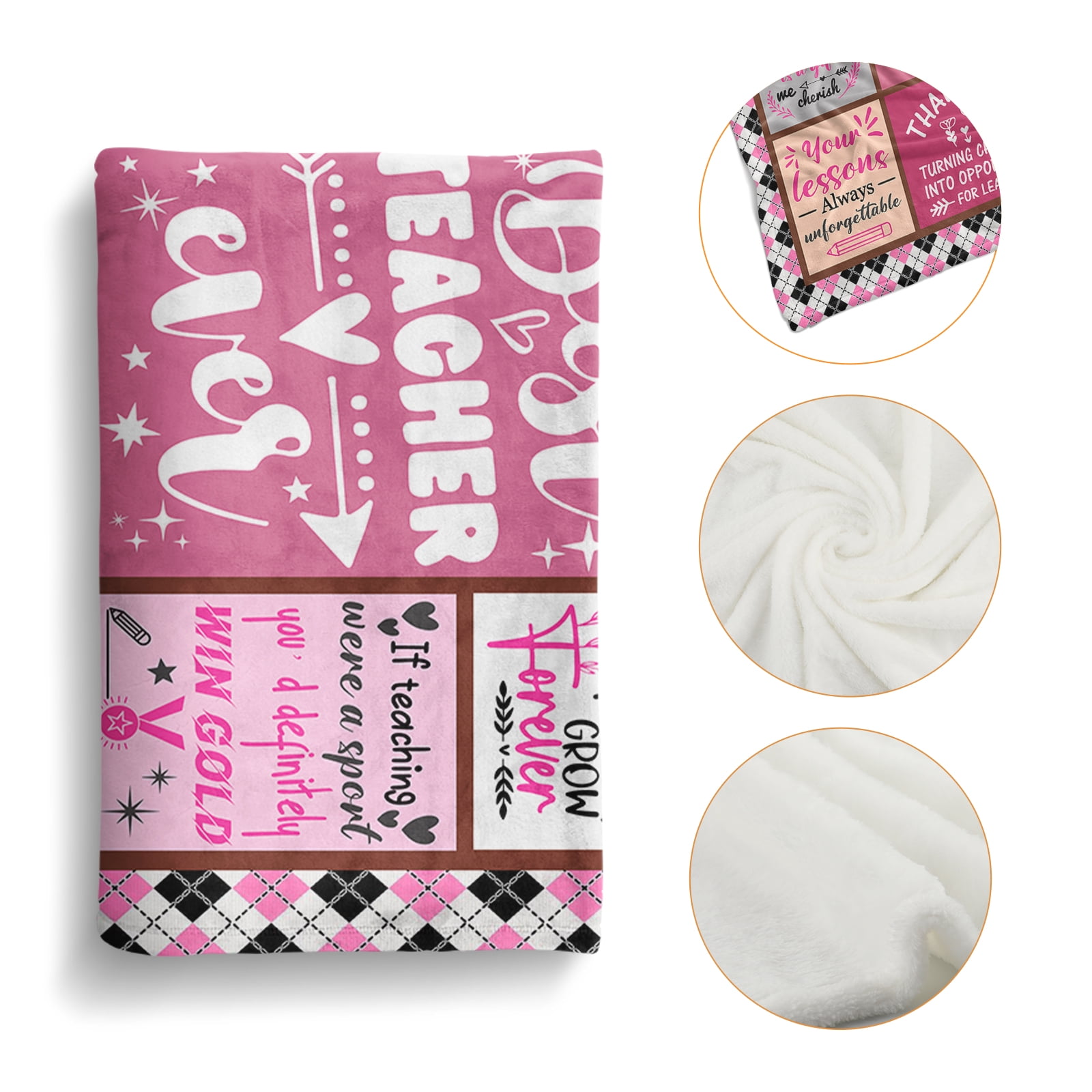 Funnil Teacher Throw Blanket Gifts Teacher Appreciation Gifts for Women Men,Best Teacher Birthday Gifts,Teacher's Day,Graduation Gifts,Thank You Teacher Gifts from Students 50x60" Pink
