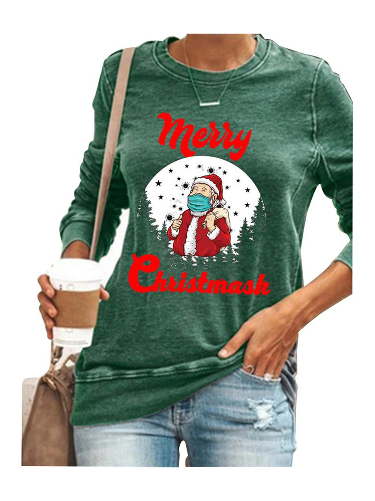 Womens Christmas Blouse Tops Ladies Casual Loose Pullover Tunic Xmas T Shirt Tee