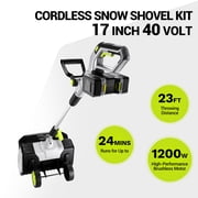 (Open Box) Cordless Snow Shovel: DEKOPRO 40V|17-Inch Cordless Snow Blower,Electric Snow Shove with Adjustable Chute, Lightweight Electric Snow Blower for Sidewalks & Stairs (2×20V Batteries)
