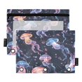 thumbnail image 2 of Ckdifva Jellyfish Pencil Pouch 3 Ring Zipper Pencil Case Binder Pockets Clear Top Cosmetic Bag 2 Pack, 2 of 6