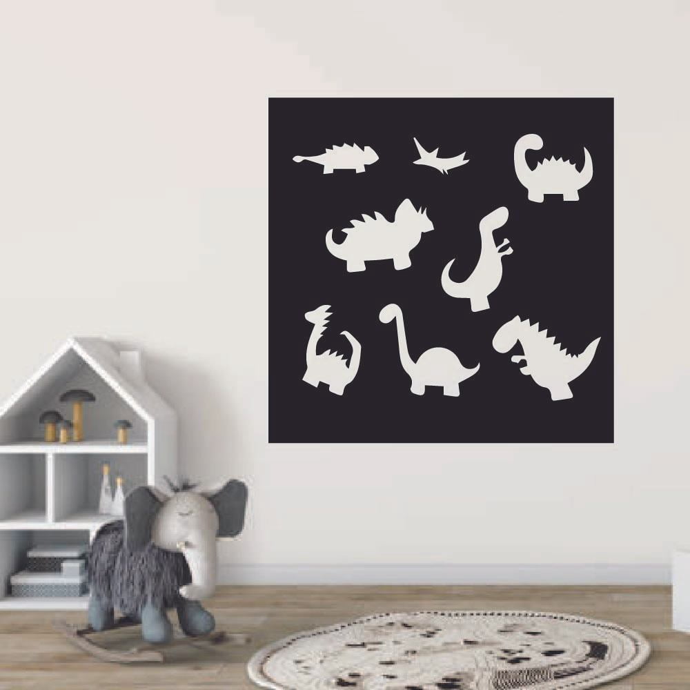 Dinosaurs Silhouette Dinosaur Dino T-Rex Wall Sticker Art Decal for Girls Boys Kids Room Bedroom Nursery Kindergarten Garage House Fun Home Decor Stickers Wall Art Vinyl Decoration Size (40x40 inch)