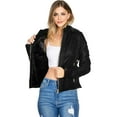 thumbnail image 5 of Palomares Women's Juniors Fitted Moto Hooded Faux Leather Jacket (Large, Black), 5 of 5