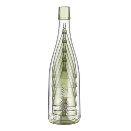 

Plastic Wine Glasses and Champagne Glasses Portable and Reusable Stemware with Storage Bottle. Perfect for Picnic Party and Camping | Set of 5 | each 6.5 Ounces