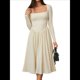 thumbnail image 1 of Vestido Midi Informal de Larga con Cuello Cuadrado para Mujer, Moda de y Otoño Albaricoque L, 1 of 10