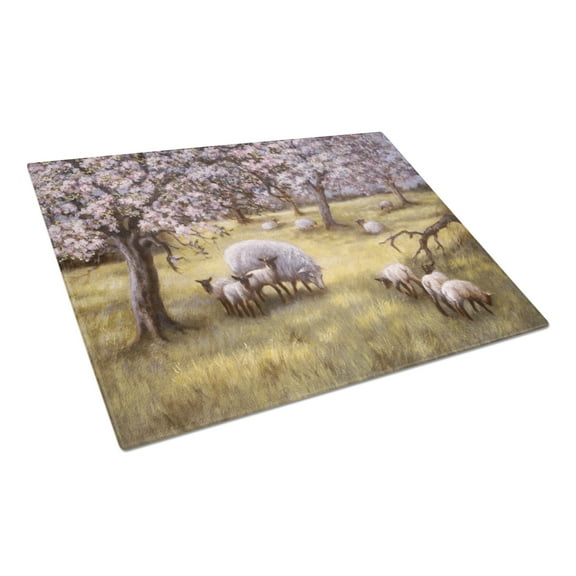 Carolines Treasures BDBA0133LCB Sheep by Daphne Baxter Glass Cutting Board Large, 12H x 16W, multicolor