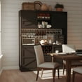 thumbnail image 2 of 75"H 63"W Farmhouse Pantry Cabinet with Hutch & Power Outlet Pegboard, Large Kitchen Storage Cabinet with 4 Sliding Barn Door with Wine Glass Rack, 2 of 11
