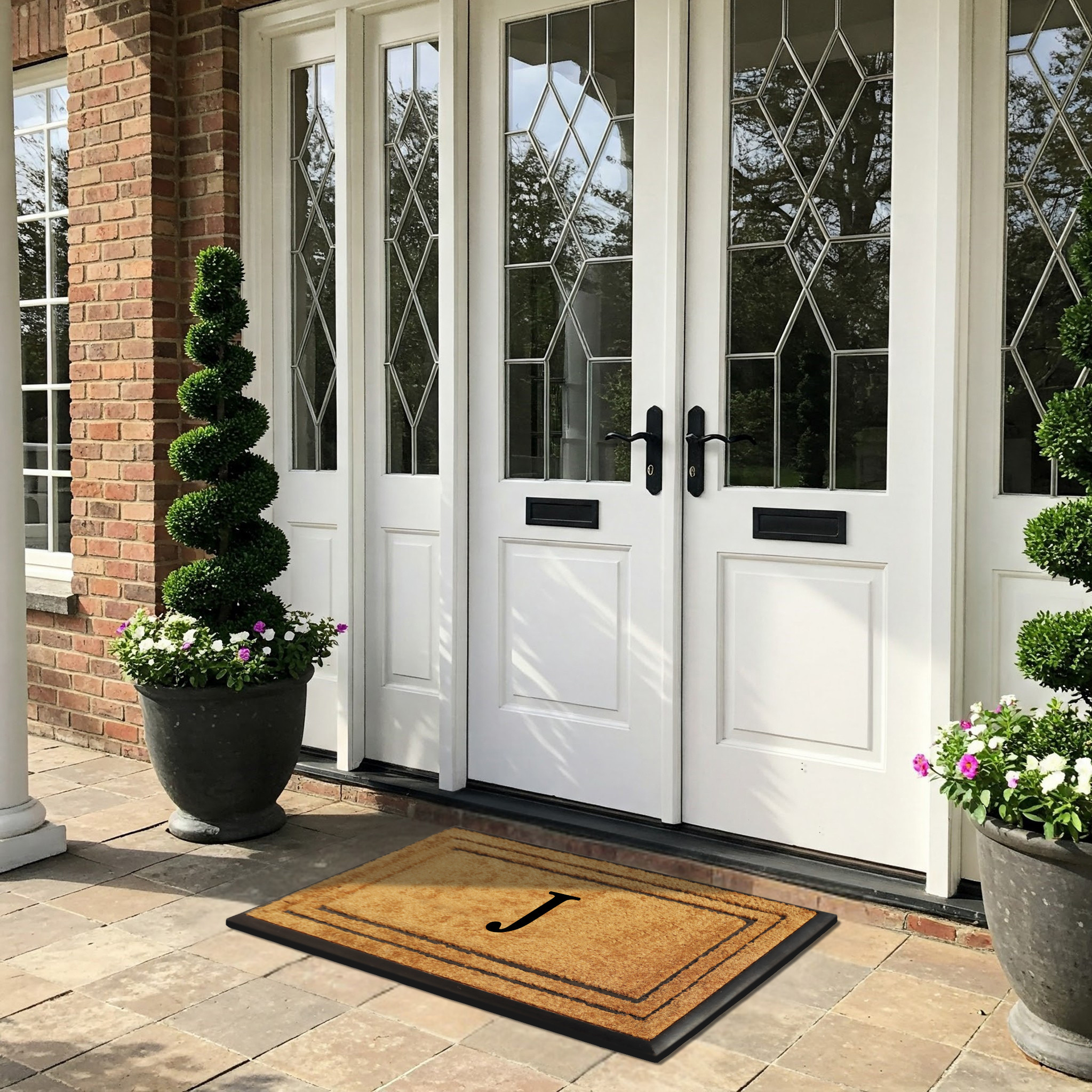 A1 Home Collections Natural Coir & Rubber Door Mat, Long-Lasting Entrance Doormats for Front Door, Thick & Non-Slip Durable Outdoor Entry Mat 24" x 39"