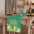 thumbnail image 2 of Happy Easter Table Runner, Rabbits Eggs Spring Daisy Floral Grass Green Cotton Linen Table Runners 108 Inches Long, Dresser Scarf Runner for Dining/Living Room/Kitchen/Square Tables 13''x108'', 2 of 9