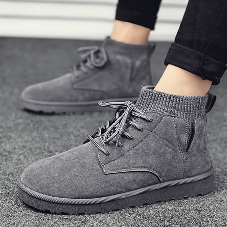 

Men‘s Suede Warm Fleece Comfortable High Top Shoes Sock Boots Winter