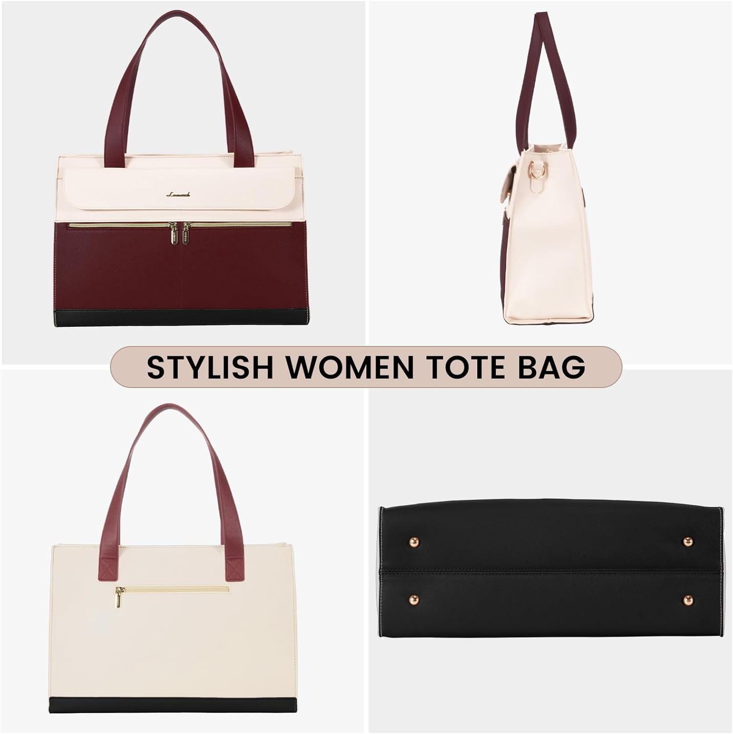 Laptop Tote Bag for Women 15.6 Inch Professional Leather Briefcase with  Waterproof Business Shoulder Bag