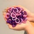 thumbnail image 7 of TELOLY 200Pcs Hair Ties Korean Version Toddler Hair Ties Color Scrunchies, Purple Series, 7 of 7