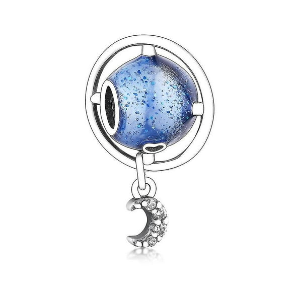 Pendentifs pendentifs bracelet 925 sterling silver blue planet love moon charm bead pour les Femmes Fabriquant des Bijoux en Argent sterling (HTOOQ)