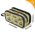 thumbnail image 4 of Large Pencil Case 3 Compartment Pencil Pouch Portable Pen Bag for Teen Adults Yellow Construction Vehicles, 4 of 8