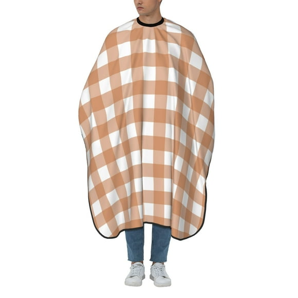 ZICANCN Hair Cutting Cape for Adults, Brown Gingham Print Cape Salon Barber Cape for Hair Stylist Shampoo Capes Waterproof 55x66 IN