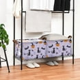 thumbnail image 3 of Yayeee Foldable Storage Basket for Shelves with Handles Waterproof Cloth Bins, Purple Halloween Pumpkin, 3 of 7