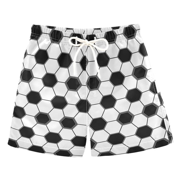 joogoo Boy Swim Trunks Soccer Ball Geometric Bathing Beach Board Shorts M