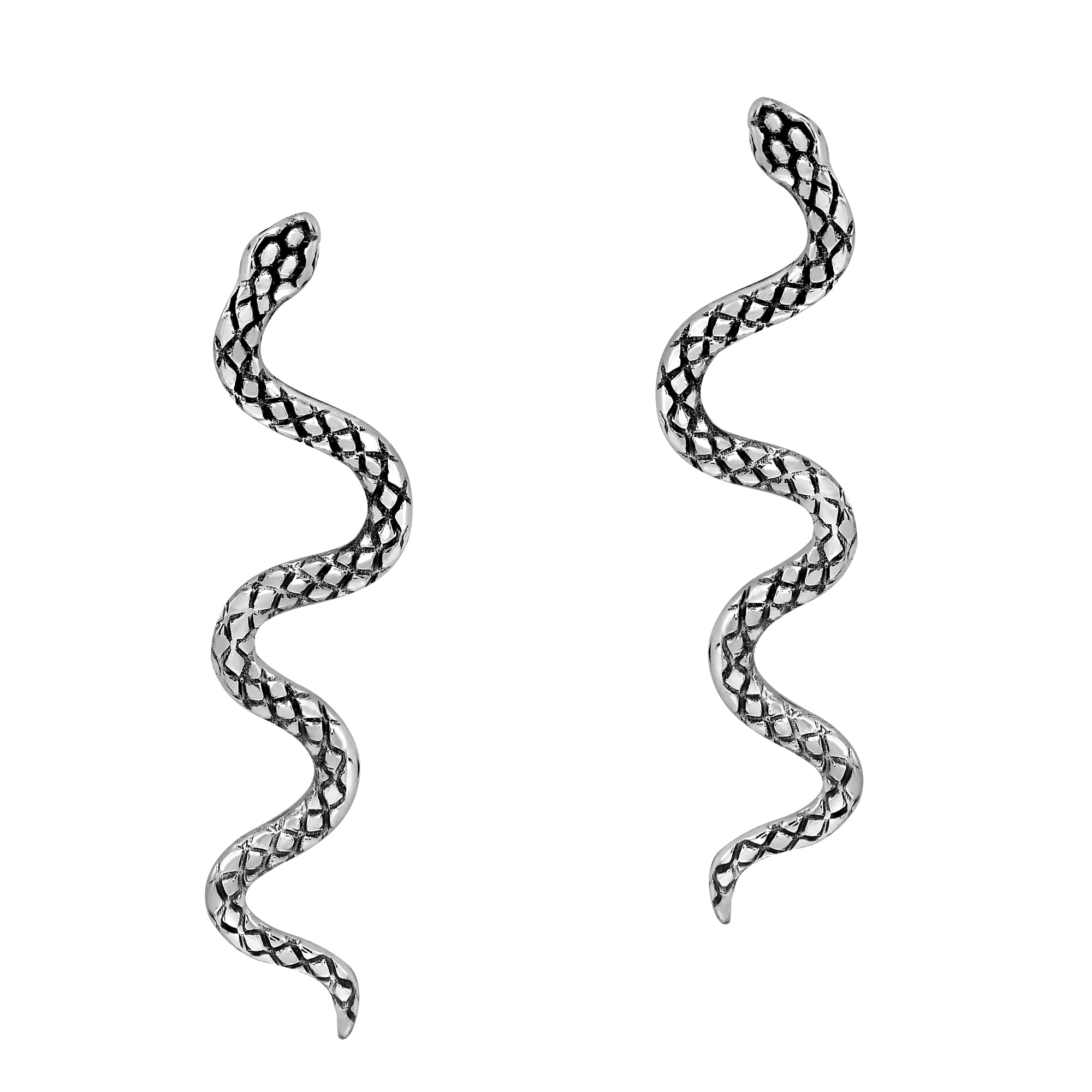 Ladies 925 Sterling Silver Simulated Diamond Peridot Snake Drop Dangle Earrings.