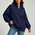 thumbnail image 6 of Horkkom Quarter Zip Pullover Women Solid Color Collared Sweatshirts Loose Comfy Sweatshirt with Pockets S, 6 of 8