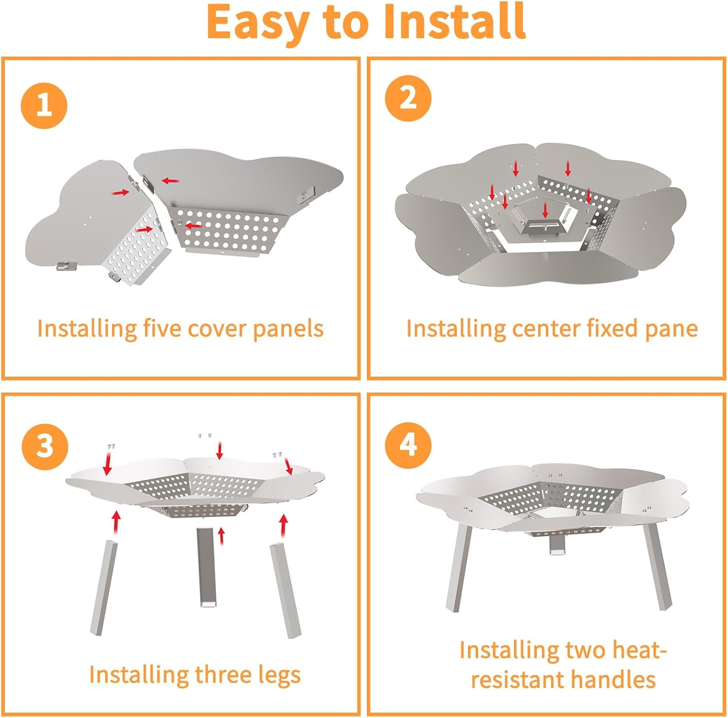 Heat Deflector for Solo Stove Bonfire, 19.5" Solo Stove Bonfire Accessories, 304 Stainless Steel Fire Pit Heat Deflector with Carrying Handle & 3 Legs, Heat Diffuser for Outdoor Indoor Fire Pits