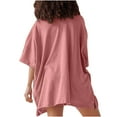 thumbnail image 4 of 2026 ! JINMGG Two Piece Outfits Women, 2026 Fashion Fall Fashion Women Casual Solid Short Sleeve V-Neck Loose Tops Nightwear Shorts Sleepwear Sets Pink S, 4 of 9